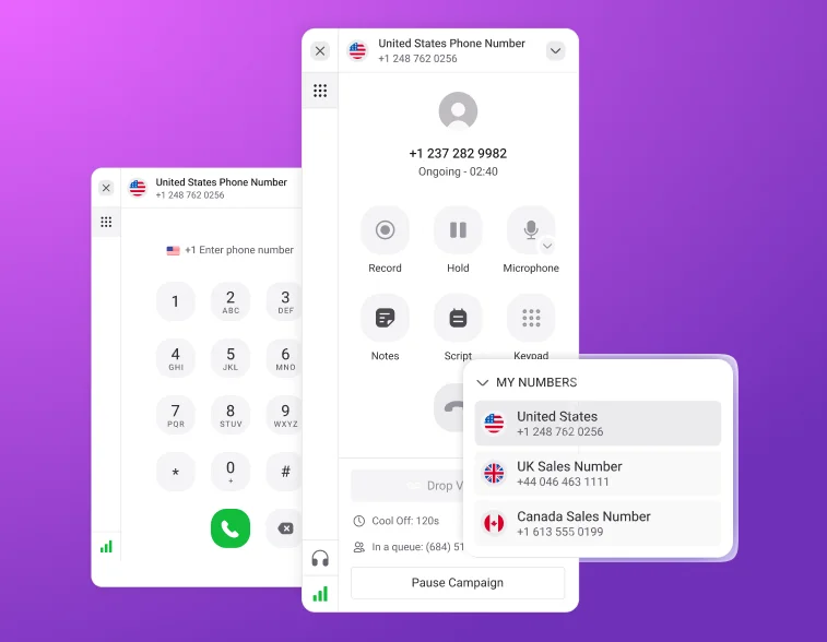 KrispCall Power Dialer UI