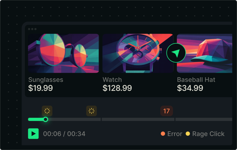 New Relic Session Replay product UI