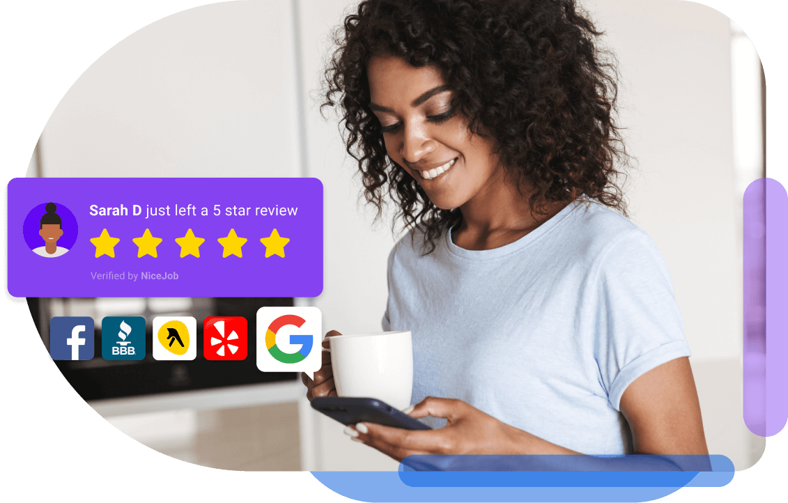 NiceJob homepage hero product UI