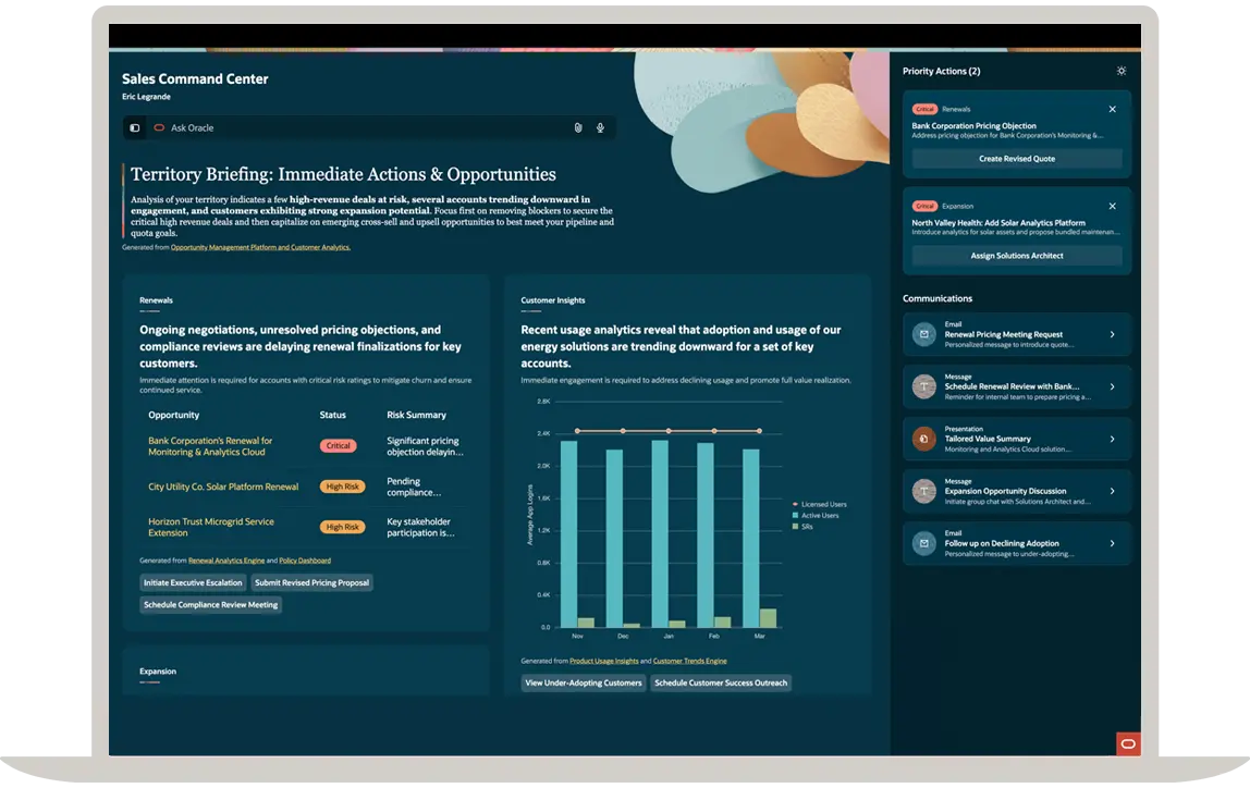 Oracle CX Sales command center