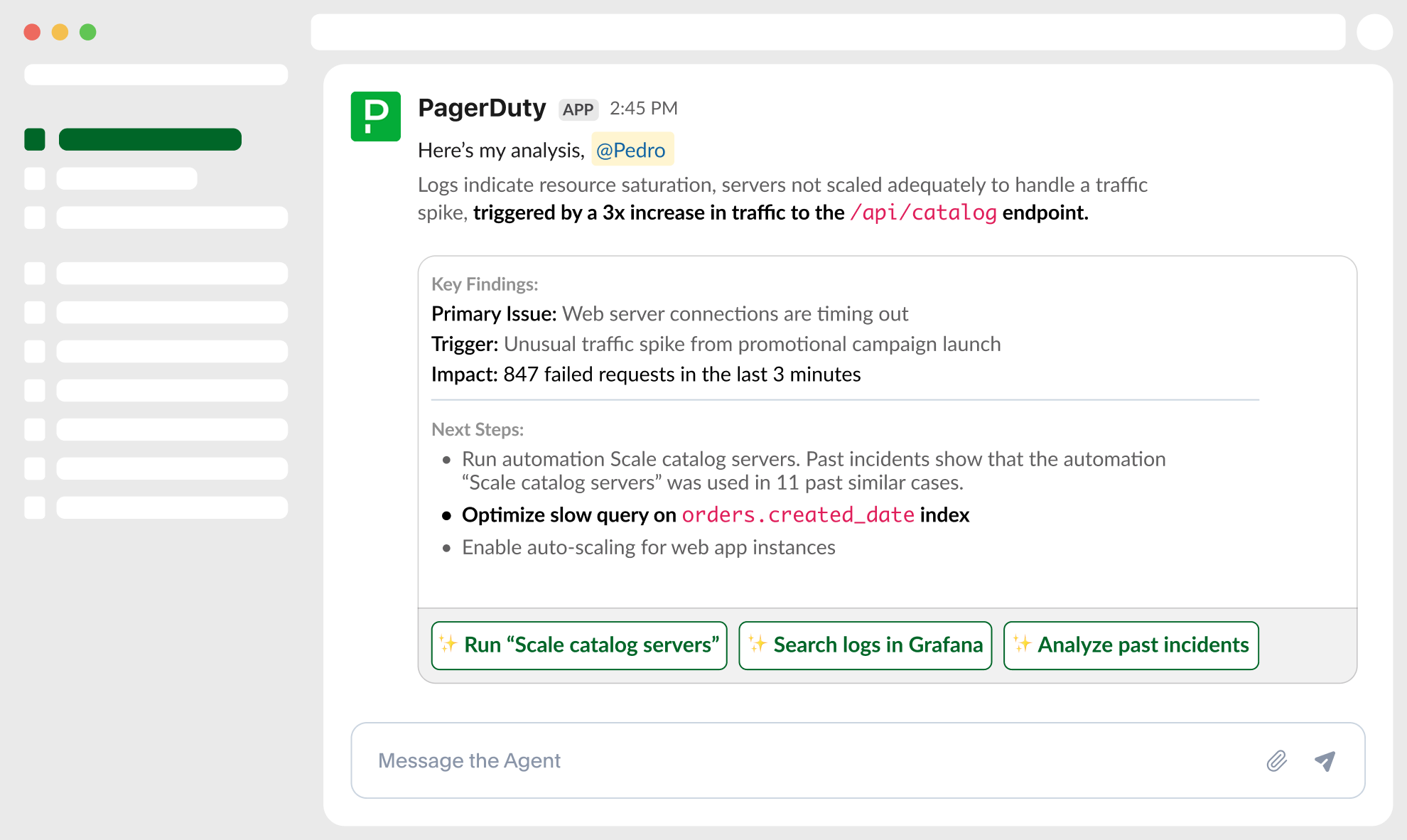 PagerDuty AI-powered incident response UI