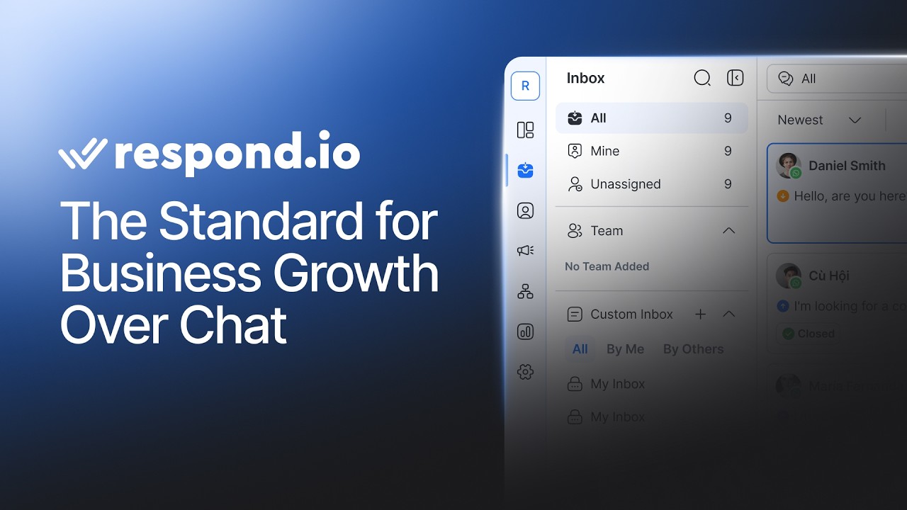 respond.io platform for business growth over chat UI