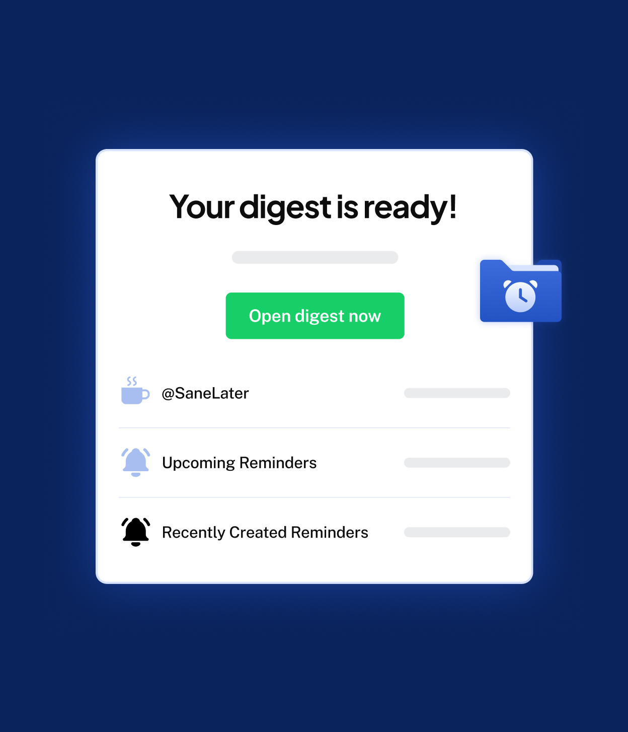 SaneBox digest email organization UI