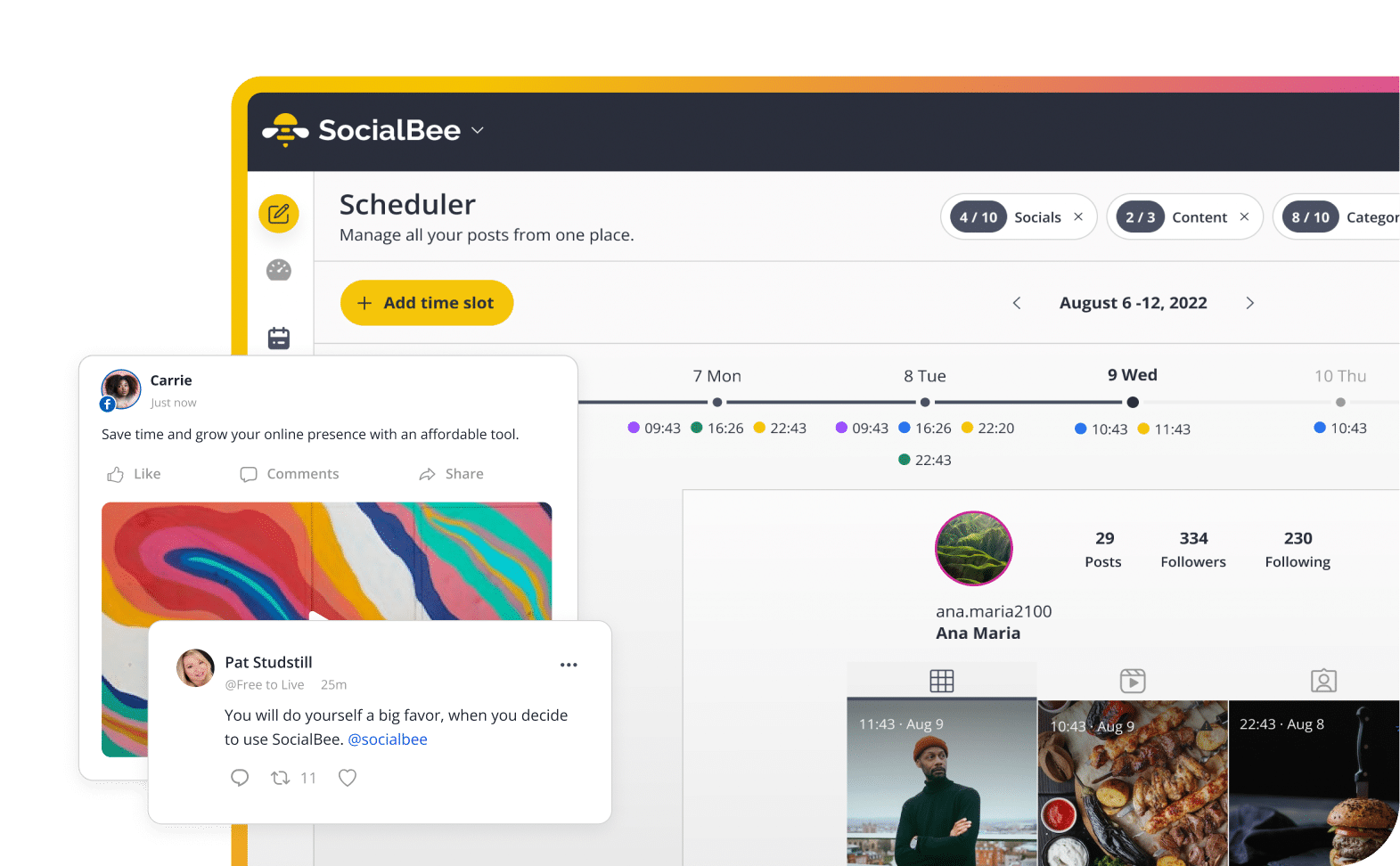 SocialBee scheduler dashboard