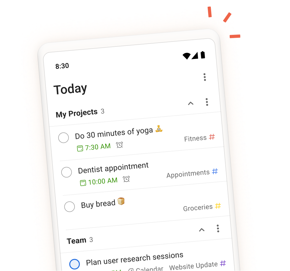 Todoist task list interface