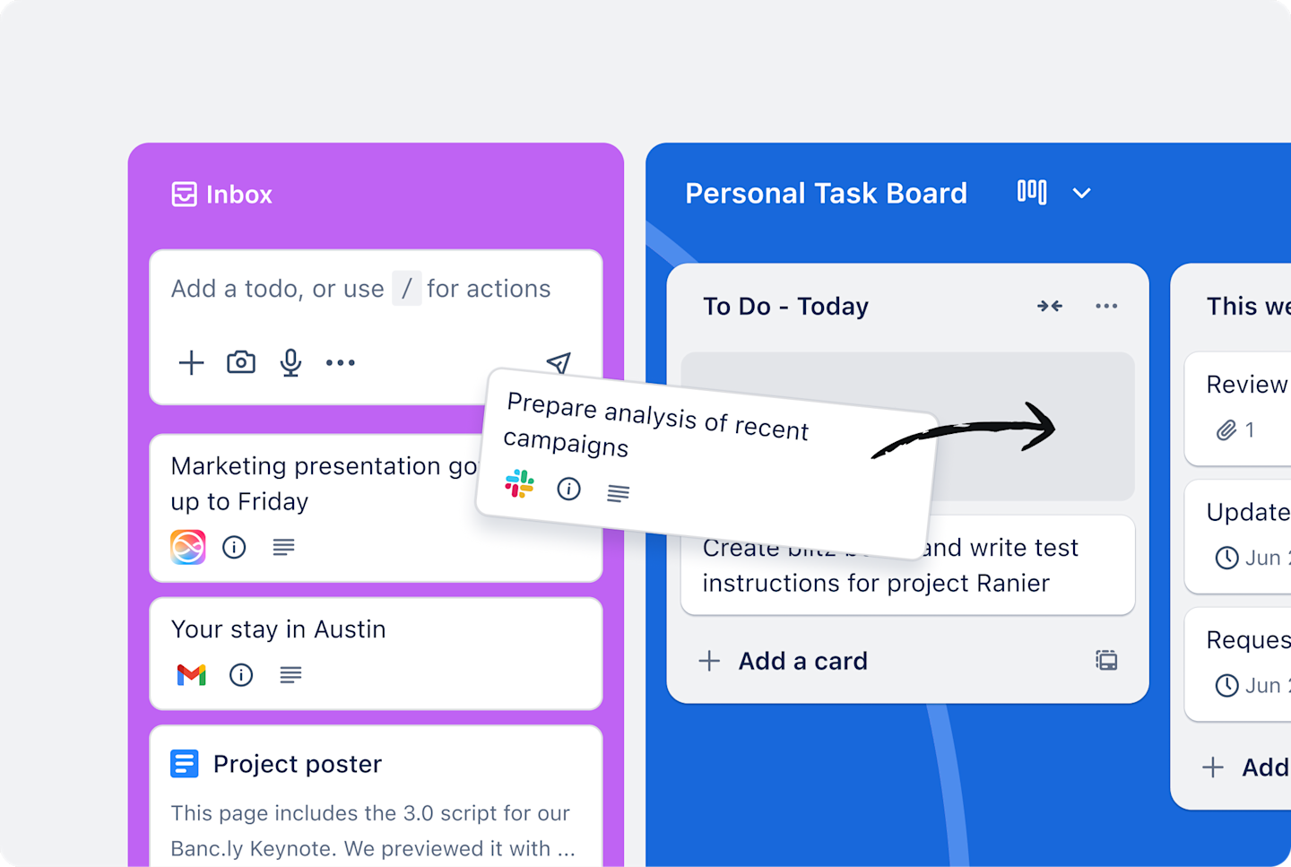 Trello inbox and board workspace