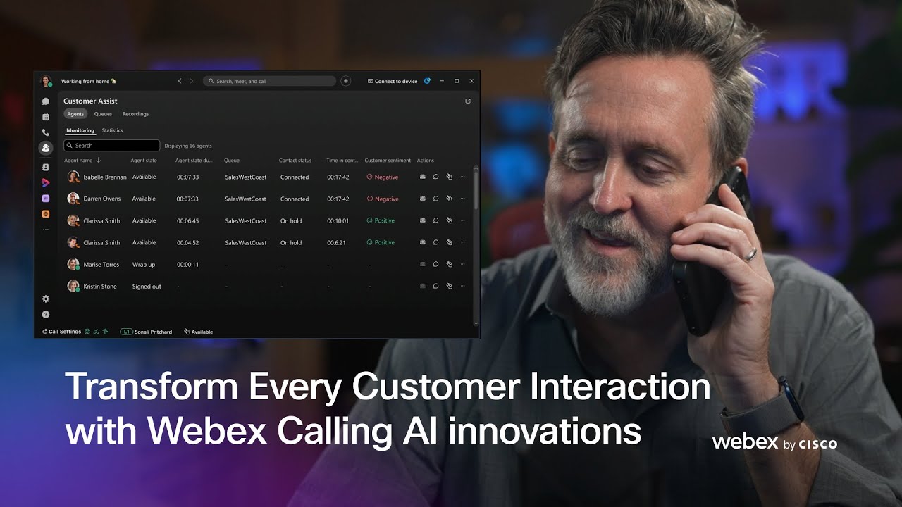 Webex Calling AI innovations product UI